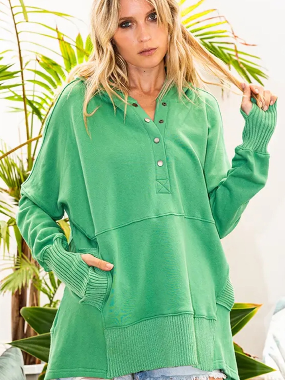 390. BUCKET LIST 1/4 BUTTON UP HOODIE